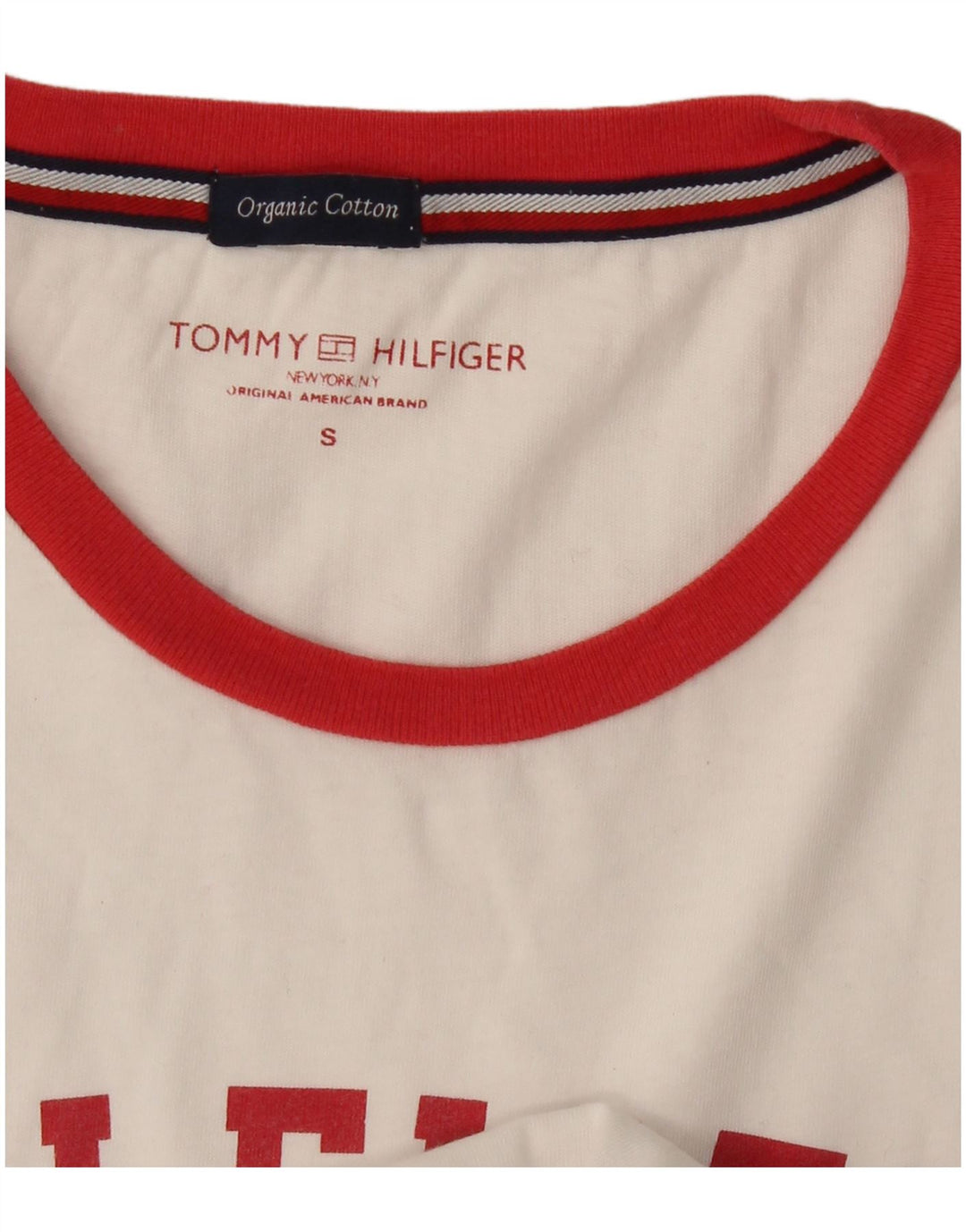 T-shirt grafica da donna Tommy Hilfiger Top UK 10 piccola cotone bianco