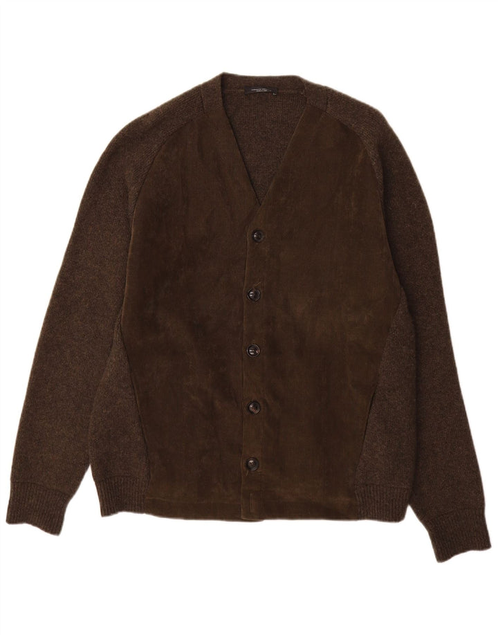 Maglione Cardigan Uomo Roberto Collina IT 50 Lana Marrone Medio