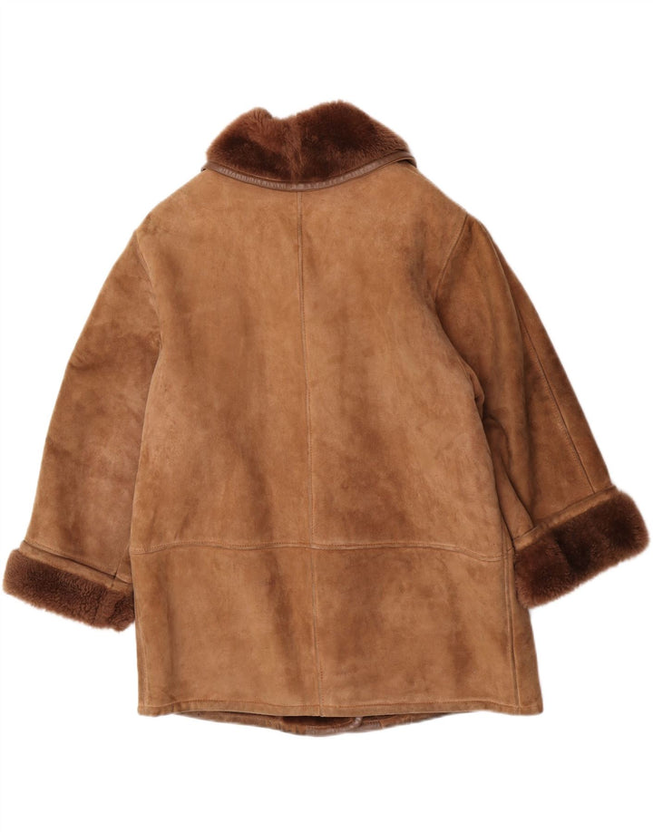 Giacca in shearling oversize da donna vintage EU 40 Shearling marrone medio