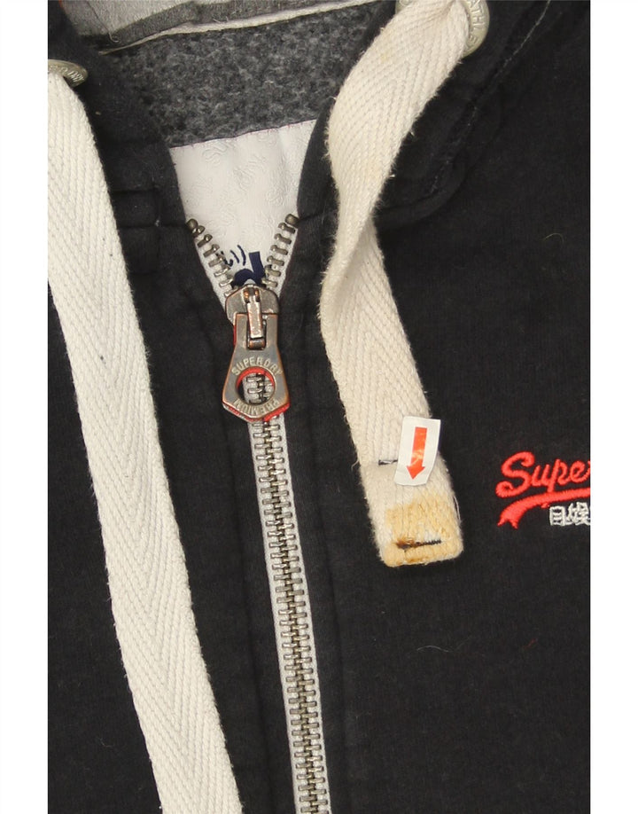 Maglione con cappuccio e zip da uomo Superdry piccolo in cotone blu navy