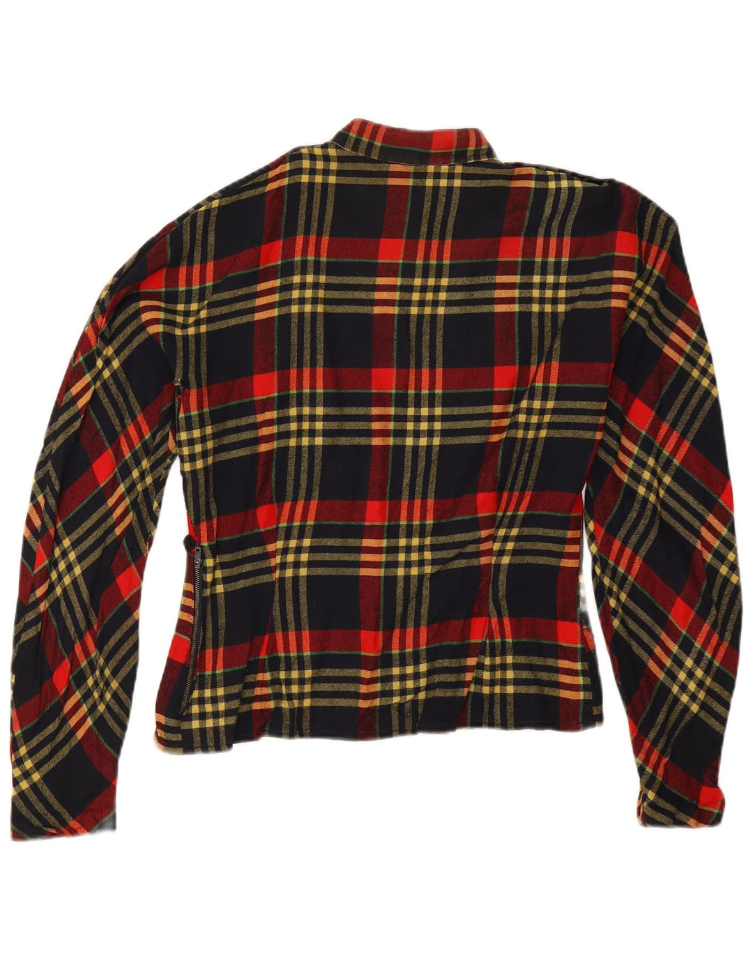 Top camicetta a maniche lunghe da donna vintage UK 14 grande quadretto rosso