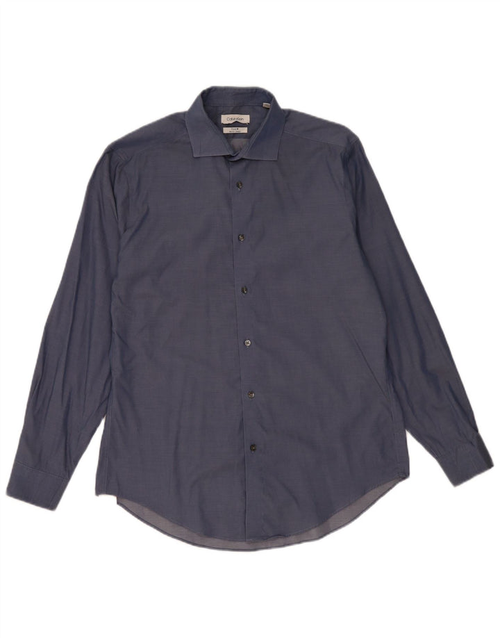 Camicia slim fit da uomo Calvin Klein taglia 15 1/2 cotone blu medio