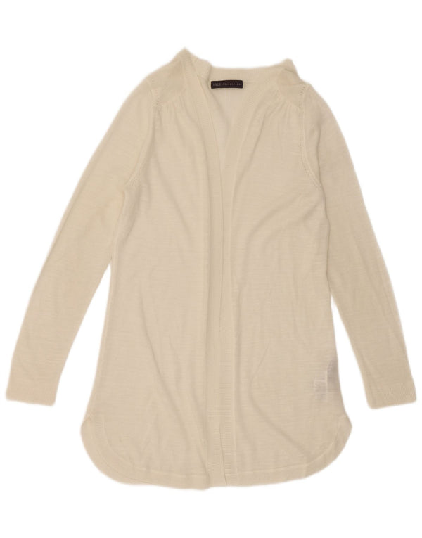 Maglione cardigan aperto lungo da donna Marks & Spencer UK 14 medio bianco