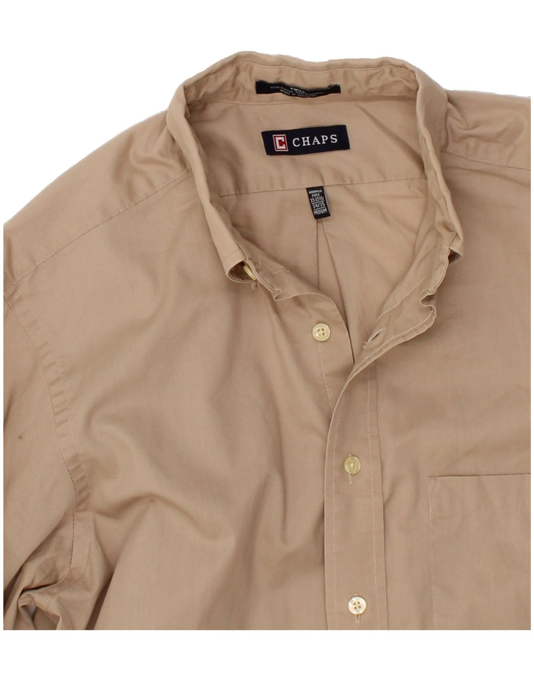 CHAPS Mens Shirt Size 15 1/2  Medium Beige Cotton Vintage Chaps and Second-Hand Chaps from Messina Hembry 