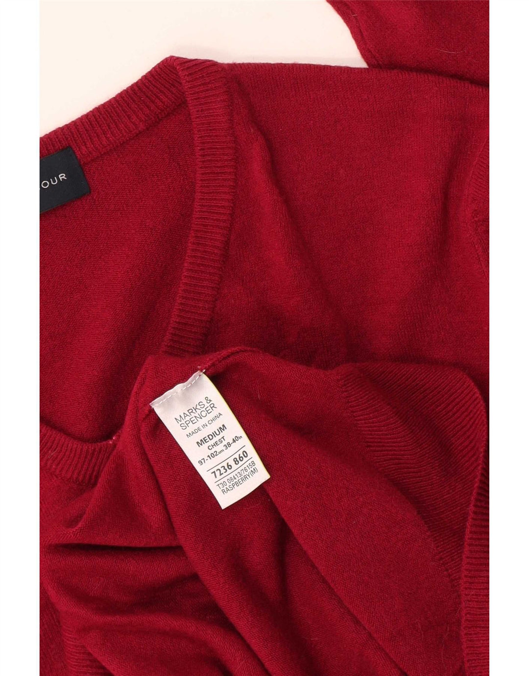 Marks & Spencer Mens Blue Harbour V-Neck Jumper Sweater Medium Burgundy