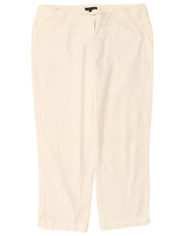TOMMY HILFIGER Pantaloni capri dritti da donna UK 10 W27 L24 Cotone bianco