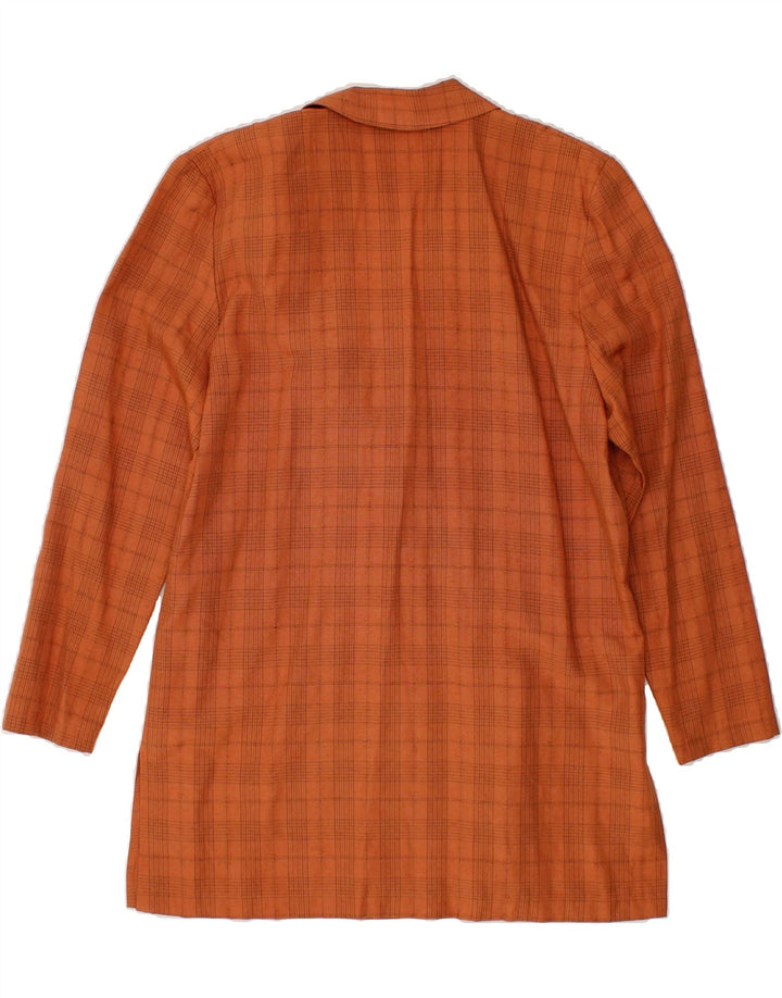 MILANO Womens 1 Button Blazer Jacket UK 14 Large Orange Check Polyester Vintage milano and Second-Hand milano from Messina Hembry 