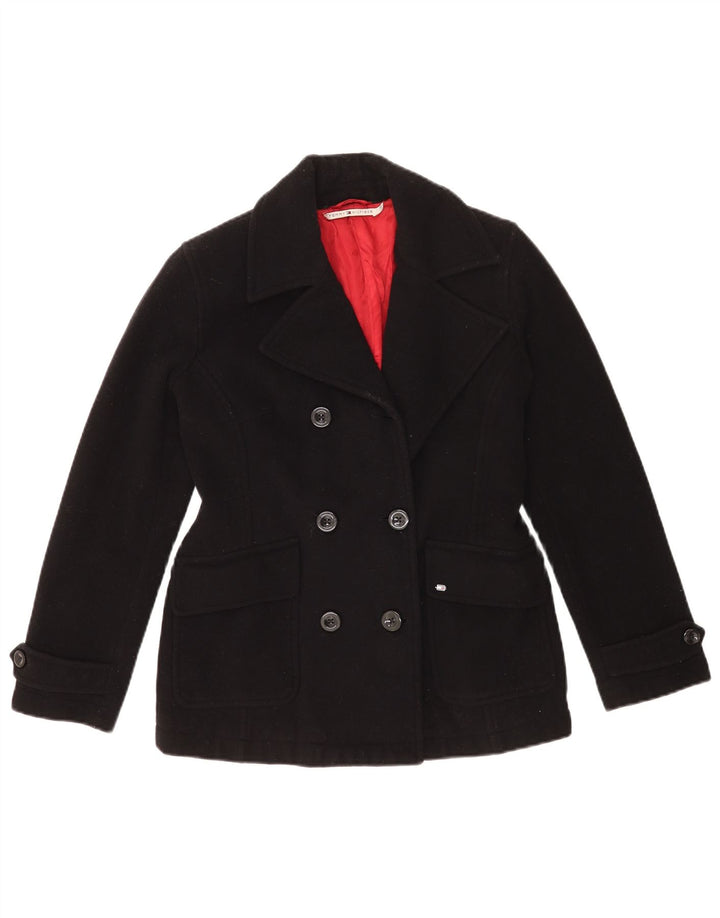 Cappotto da marinaio da donna Tommy Hilfiger UK 12 lana nera media