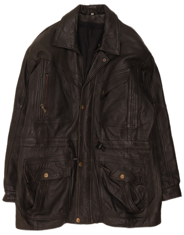 Giacca in pelle vintage da uomo UK 42 XL nera