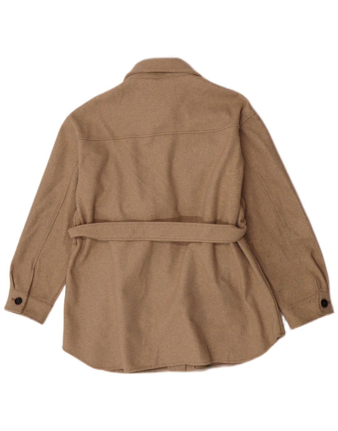 Giacca Shacket da donna Zara UK 14 grande poliestere beige
