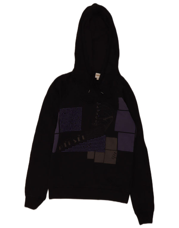 Felpa con cappuccio da donna Diesel UK 10 piccola in cotone geometrico nero