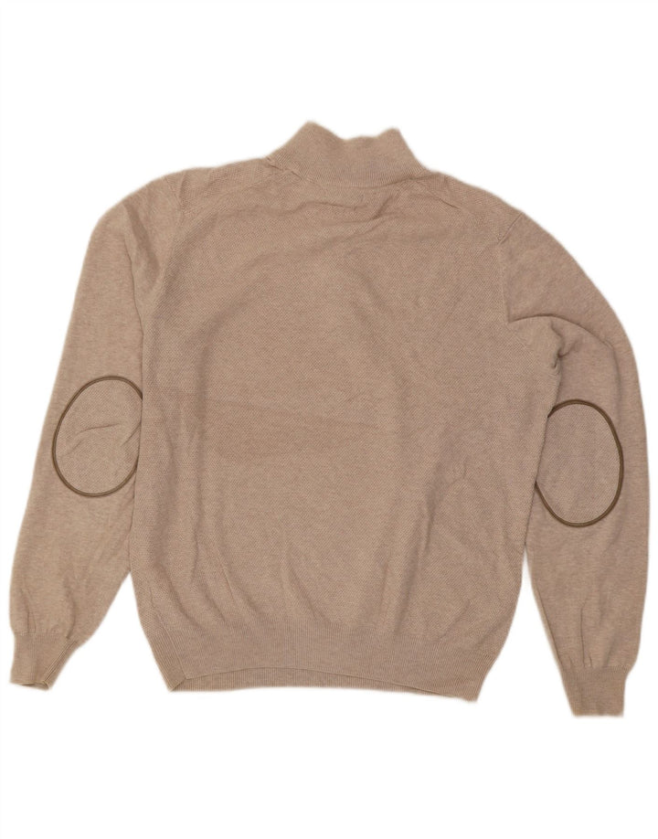 Maglione da uomo con zip e collo Massimo Dutti in cotone beige medio