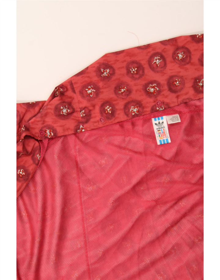 ADIDAS Womens Hooded Rain Jacket UK 12 Medium Red Floral Polyester Vintage Adidas and Second-Hand Adidas from Messina Hembry 