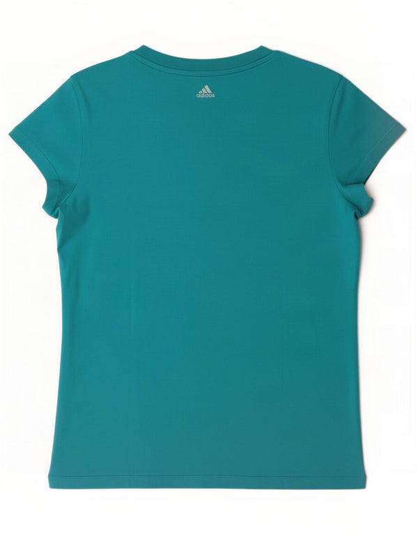 T-shirt grafica regolare a maniche corte da donna Adidas UK 12/14 Blu medio