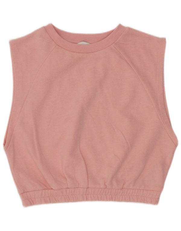 Topshop Top corto senza maniche da donna UK 10 piccolo cotone rosa