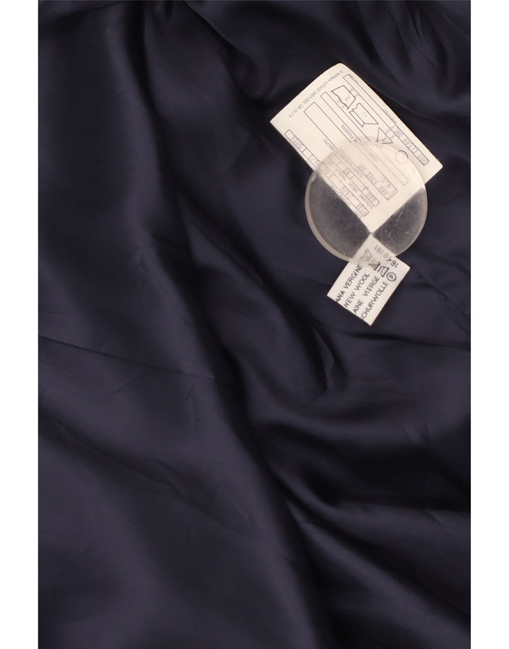 Giacca blazer vintage da donna a 3 bottoni IT 48 XL in lana vergine blu navy