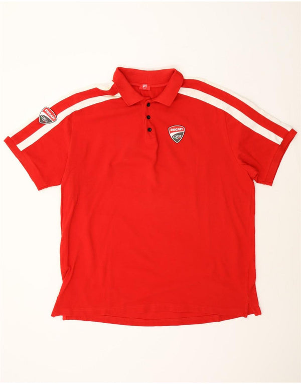 Polo da uomo Ducati 2XL in cotone color block rosso