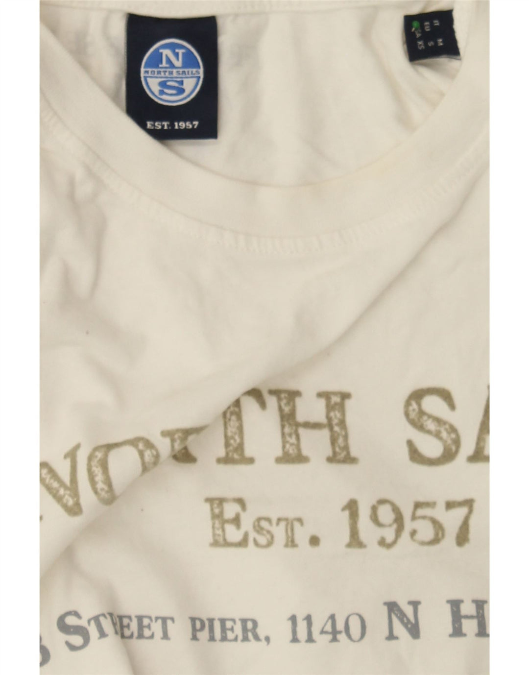 NORTH SAILS Mens Graphic T-Shirt Top XS White Cotton Vintage North Sails and Second-Hand North Sails from Messina Hembry 