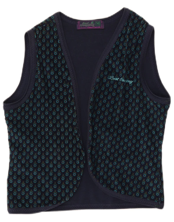 BEST COMPANY Top cardigan corto da donna UK 14 medio blu navy floreale