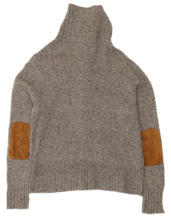 Maglione cardigan da donna Eddie Bauer UK 16 Lana d'agnello chiazzata grigia grande