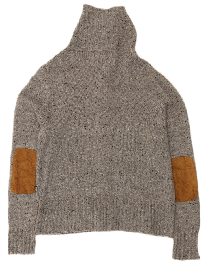 Maglione cardigan da donna Eddie Bauer UK 16 Lana d'agnello chiazzata grigia grande
