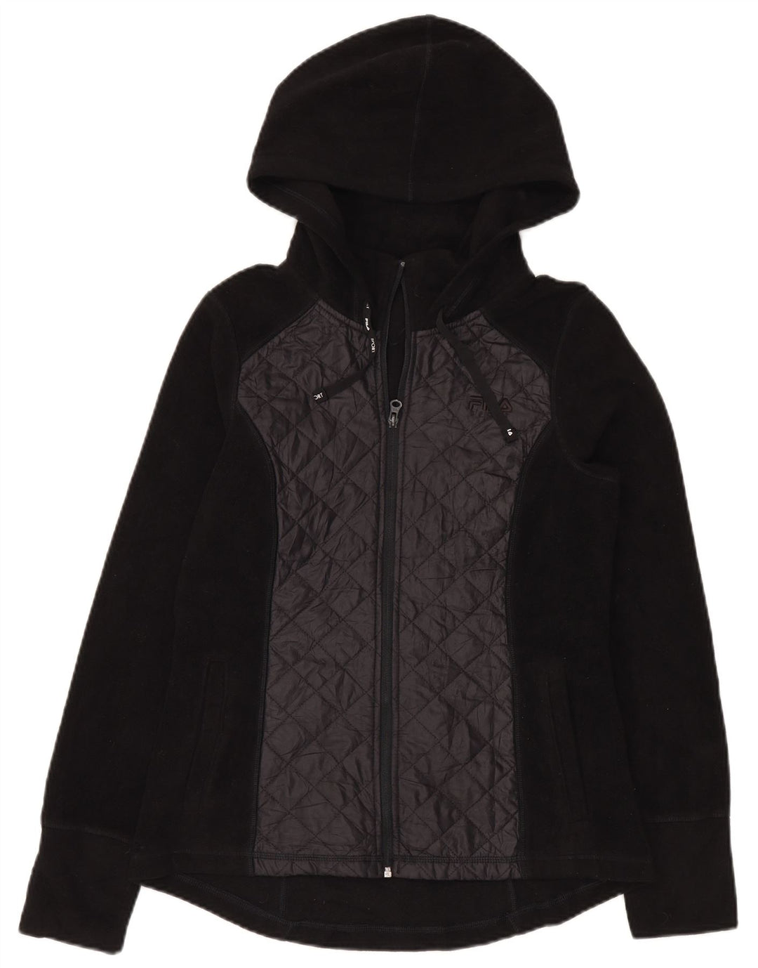 Giacca in pile con cappuccio da donna Fila UK 14 poliestere nero medio
