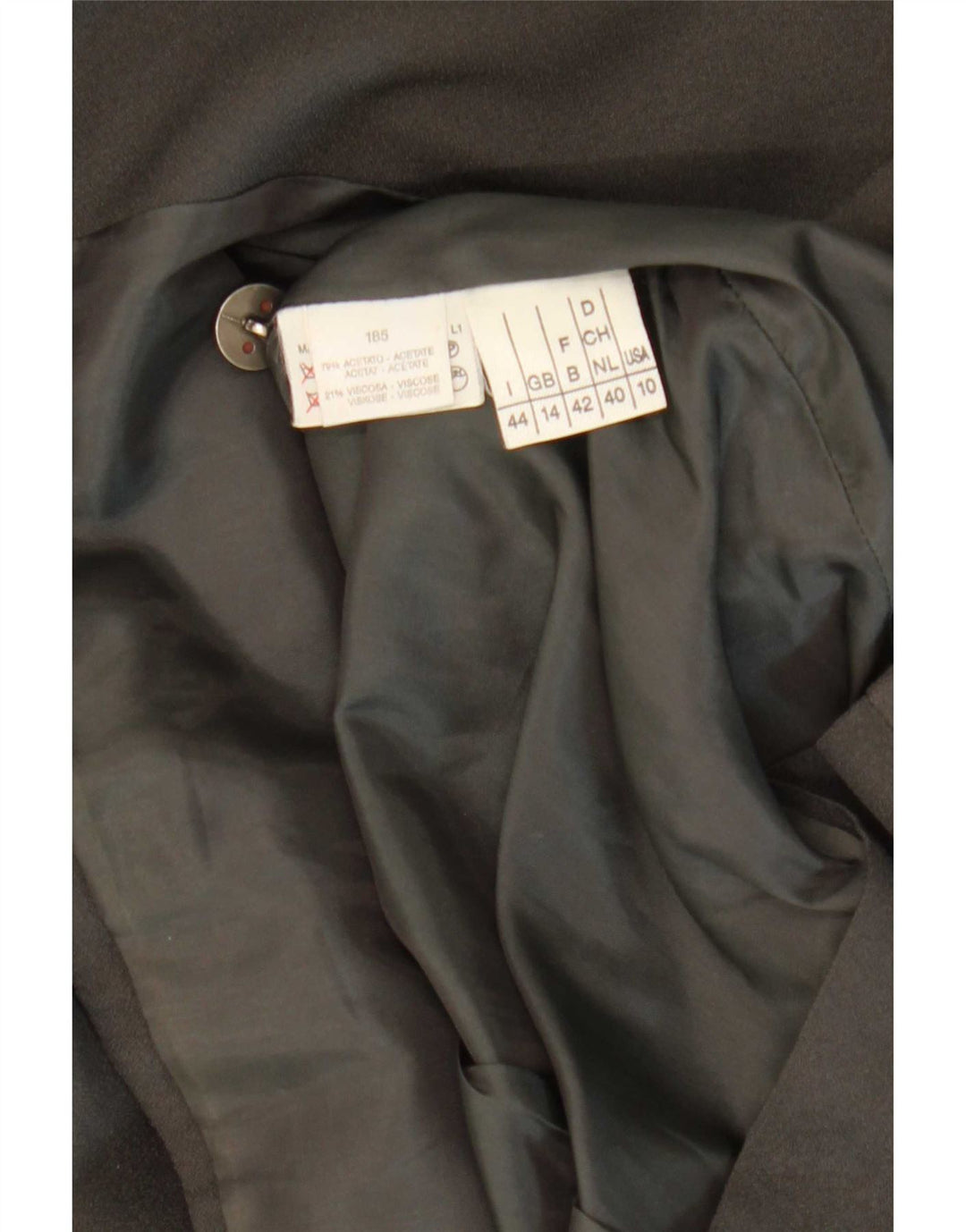 Giacca blazer vintage da donna a 1 bottone UK 14 acetato nero medio