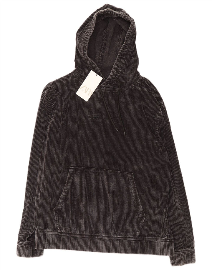 Maglione con cappuccio da uomo Zara in cotone grigio medio