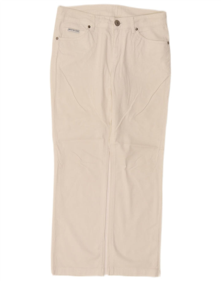 Pantaloni casual dritti da donna Benetton W30 L28 bianchi