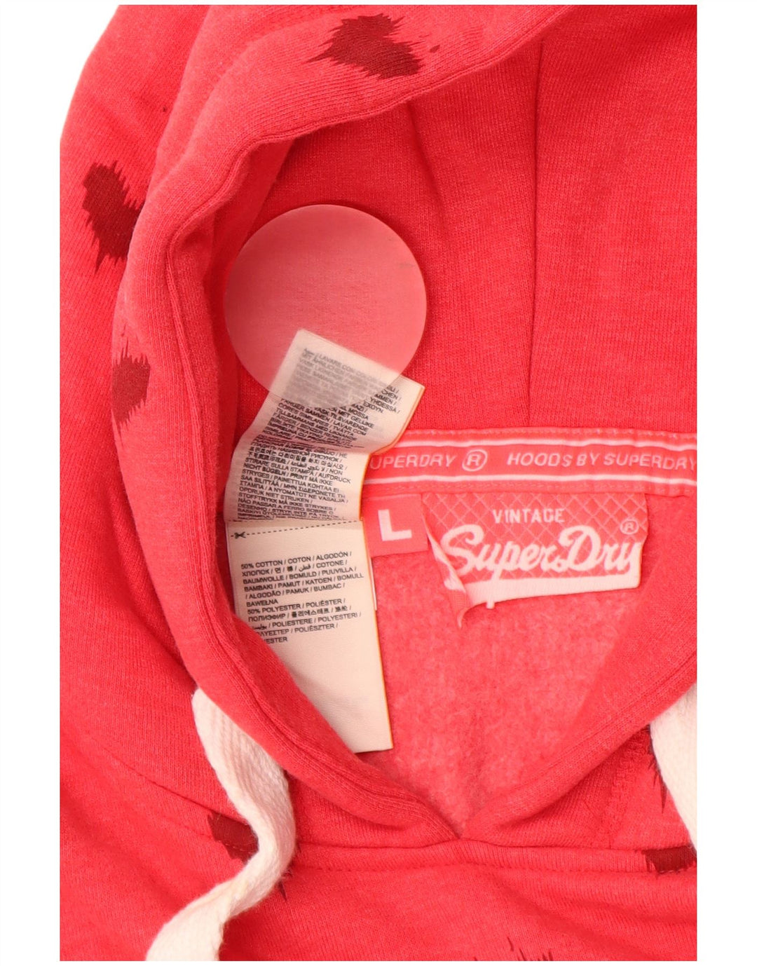 Felpa con cappuccio grafica da donna SUPERDRY UK 16 Grande cuore di cotone rosso