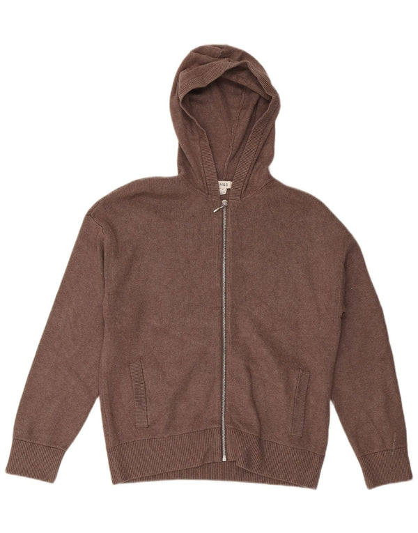Maglione cardigan con cappuccio da donna Marks & Spencer UK 14 Viscosa marrone medio