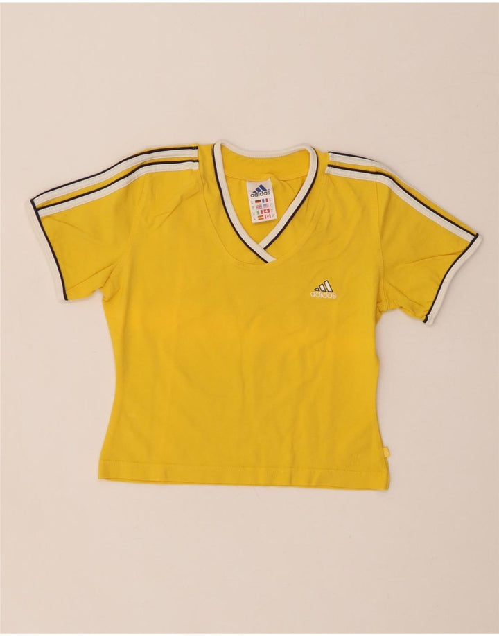 T-shirt corta da donna ADIDAS UK 12 cotone giallo medio