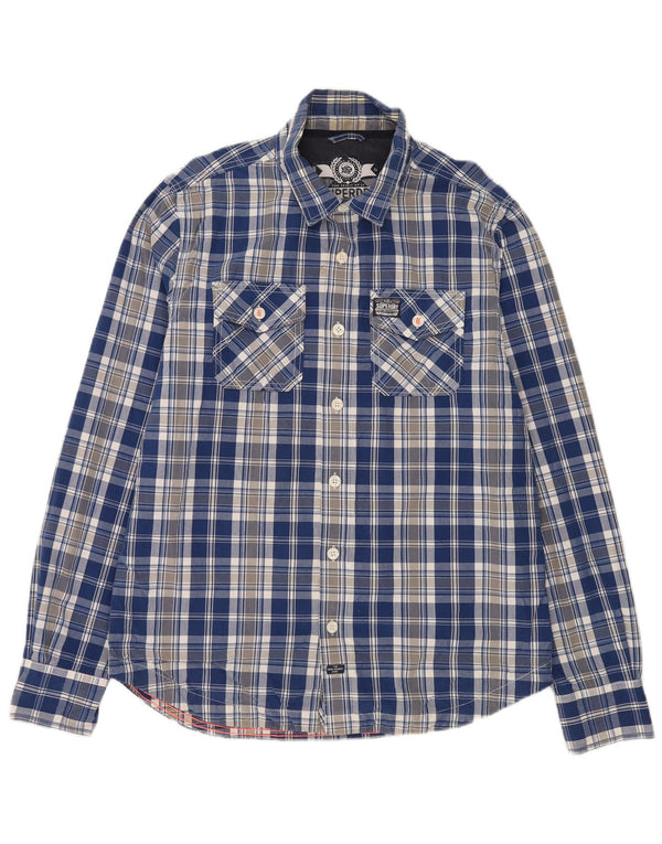 Camicia da uomo Superdry 2XL in cotone a quadri blu