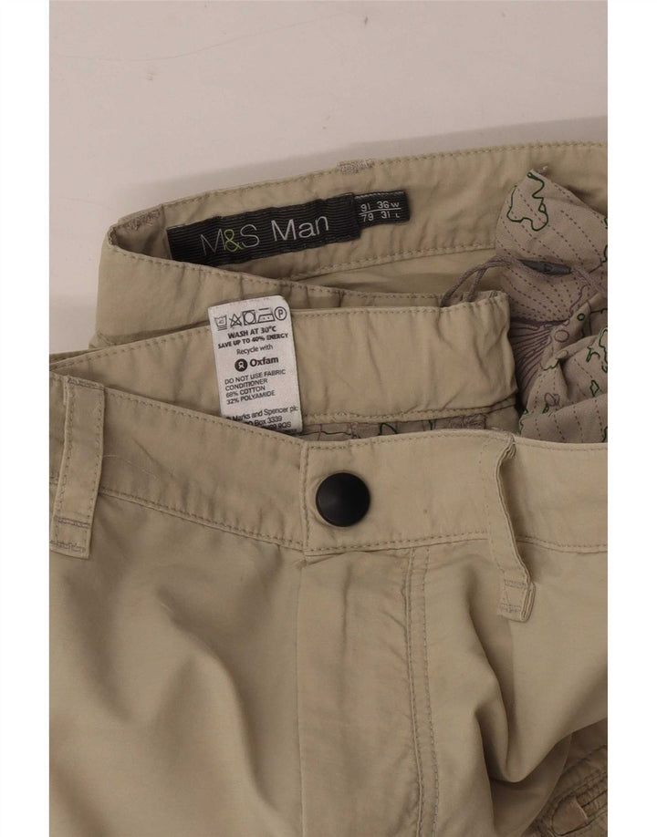 Pantaloni cargo dritti da uomo Marks & Spencer W36 L31 cotone beige