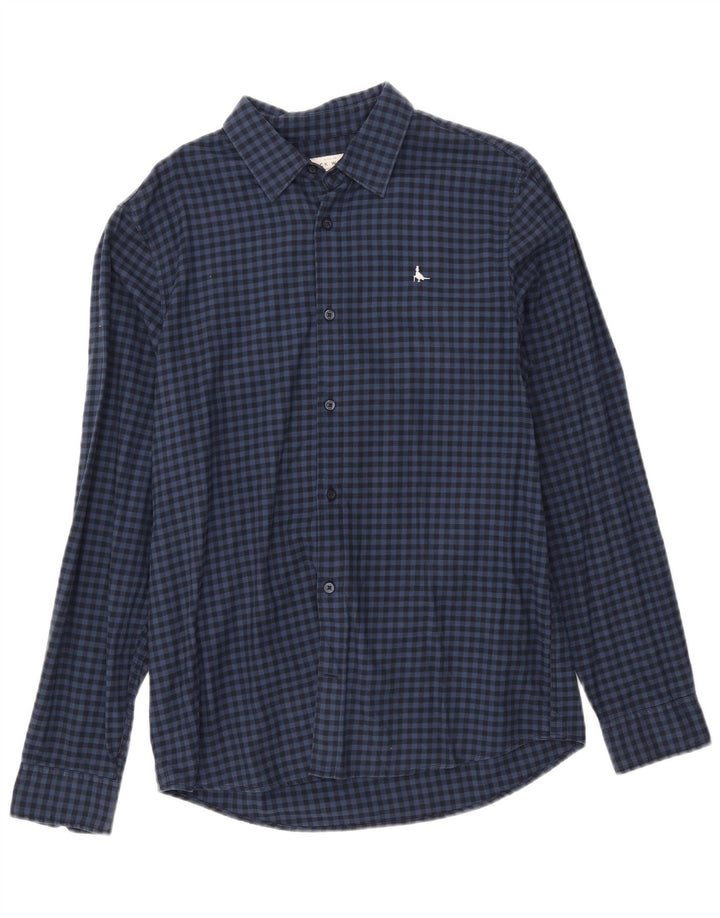 JACK WILLS Camicia da uomo in flanella dalla vestibilità classica, cotone a quadretti blu navy medio