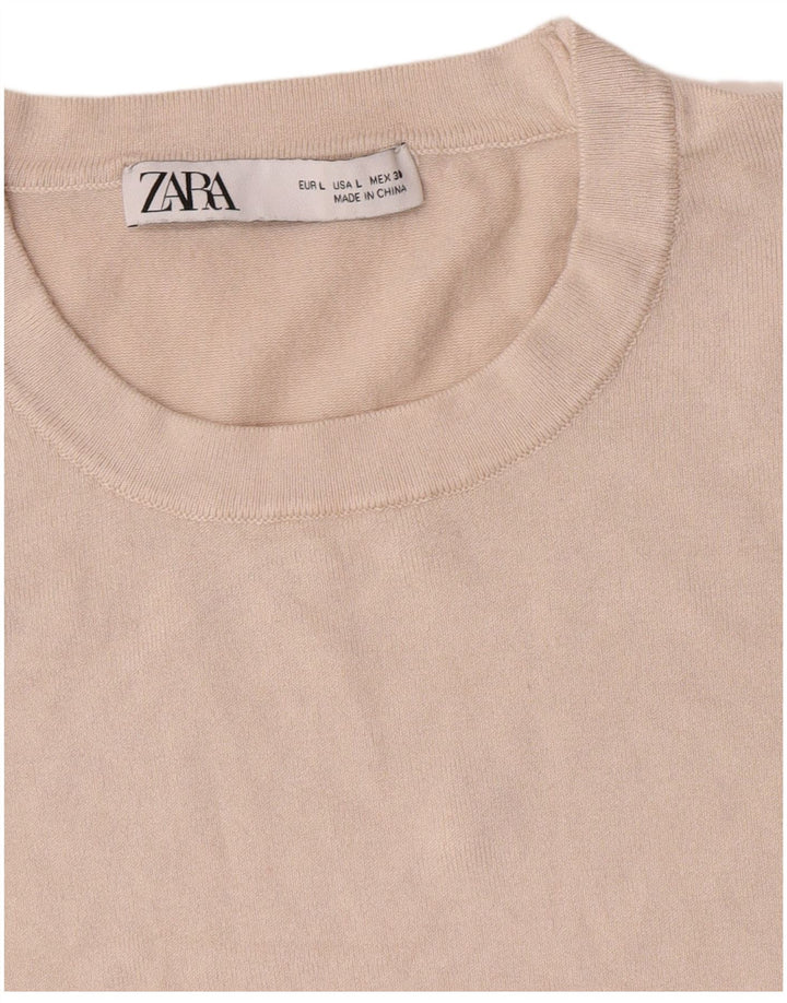 Maglione maglione girocollo da donna Zara UK 14 grande beige