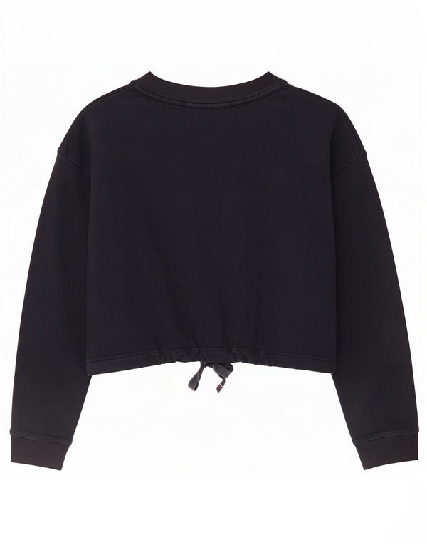Tommy Hilfiger Womens Graphic Crop Sweatshirt Jumper UK 16 Large Navy Blue
