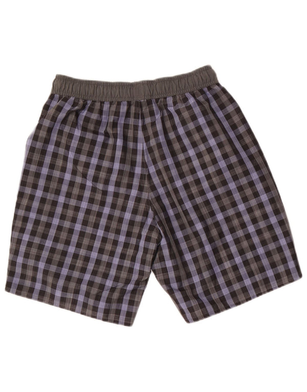 Pantaloncini da bagno Adidas da uomo piccoli in poliestere a quadri grigi