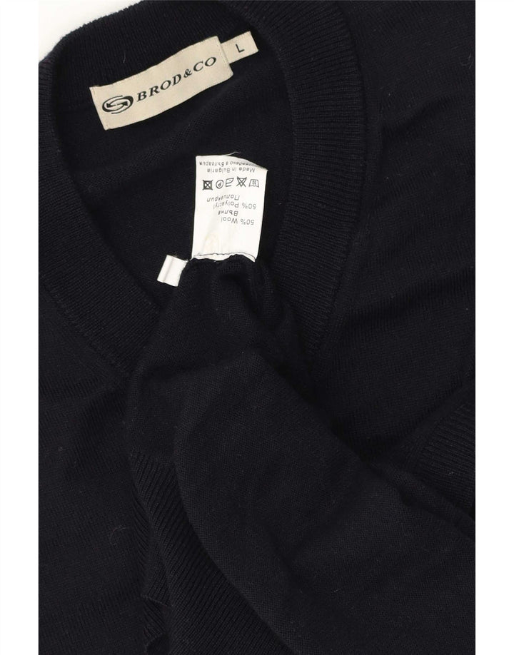 Canotta vintage da uomo, canotta grande, blu navy, in poliacrilico