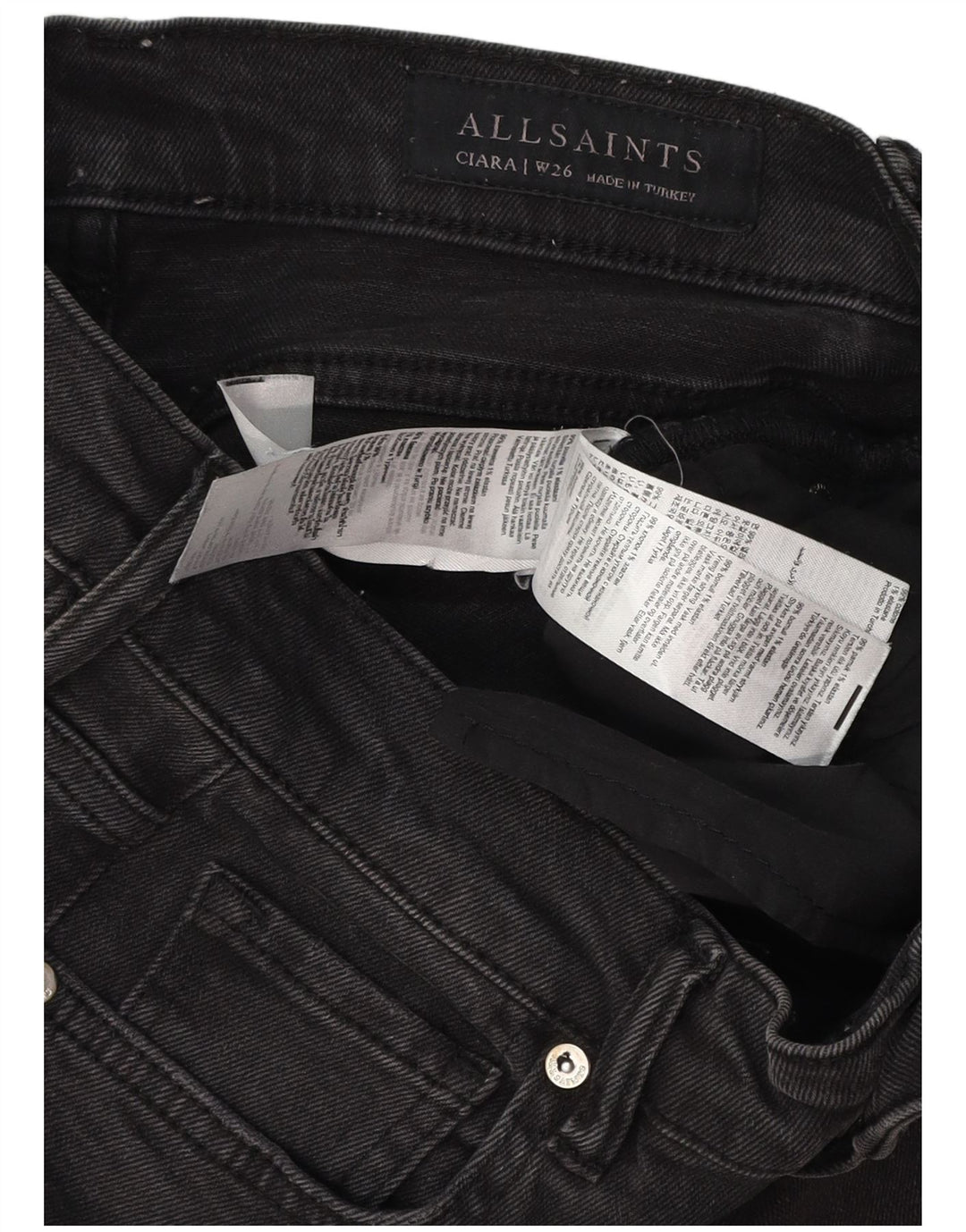 Jeans bootcut da donna ALL SAINTS W26 L30 cotone nero