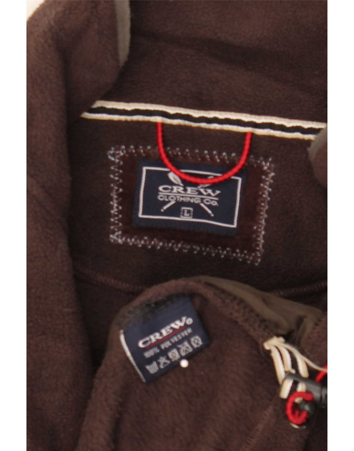 Crew Clothing Maglione in pile da uomo con zip e collo, grande in poliestere marrone