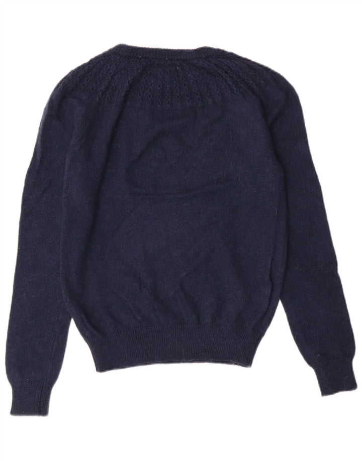 JACK WILLS maglione maglione girocollo da donna UK 10 piccolo blu navy
