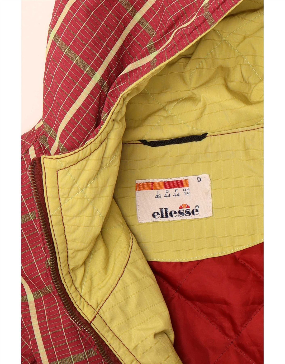 Giacca a vento oversize con cappuccio da donna Ellesse UK 16 Large Red Check