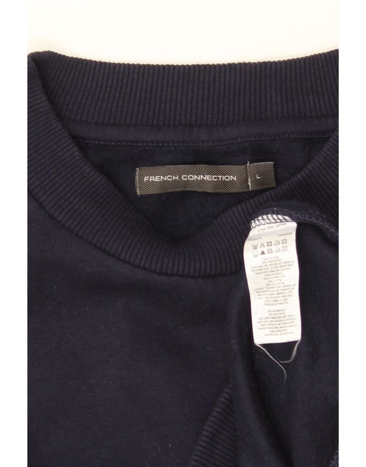 FRENCH CONNECTION Felpa con grafica da donna Maglione UK 16 Large Blu Navy