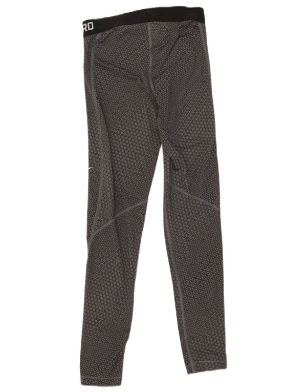 Leggings grafici Nike da donna Dri Fit UK 8 piccolo poliestere geometrico grigio
