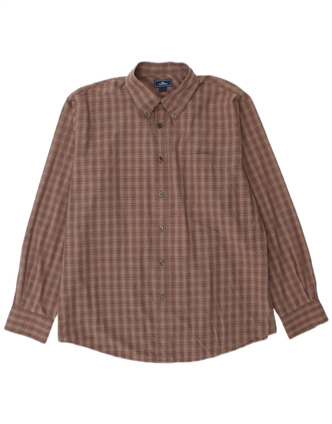 DOCKERS Camicia da uomo taglia 16 1/2 grande cotone a quadri marrone