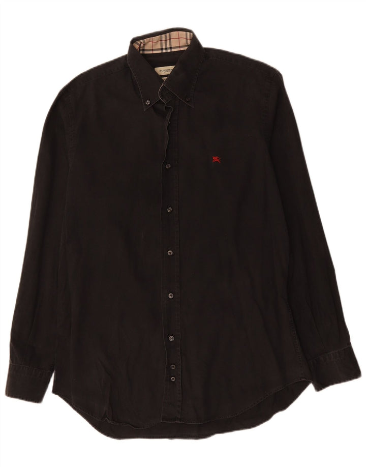 BURBERRY Camicia Slim Fit da Uomo in Cotone Nero Medio