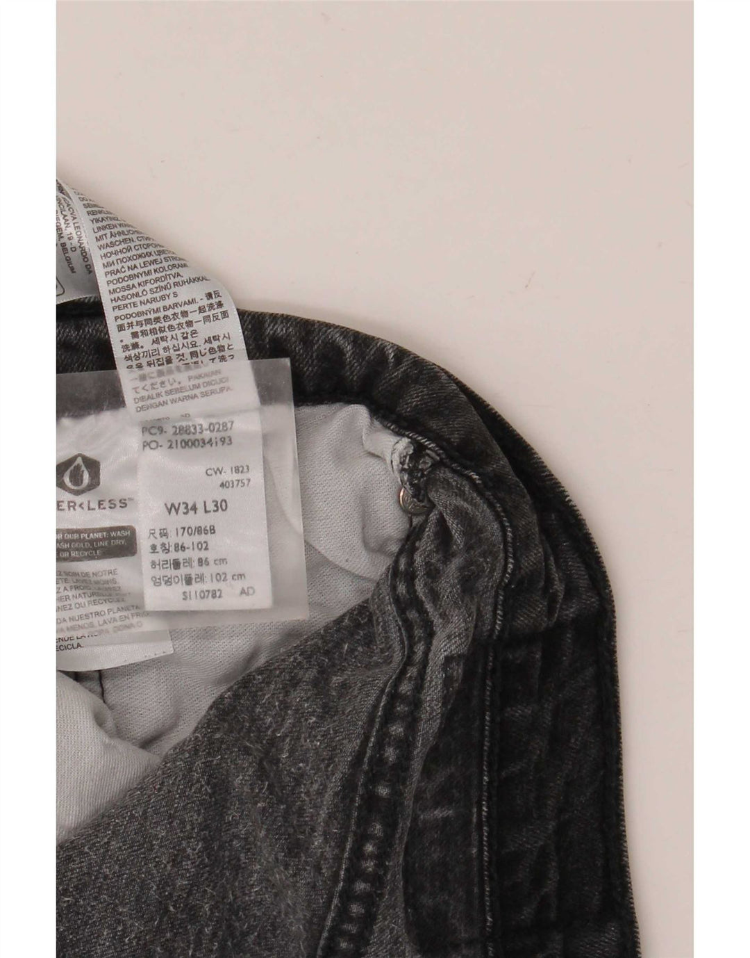 Jeans slim da uomo Levi's W34 L26 cotone grigio