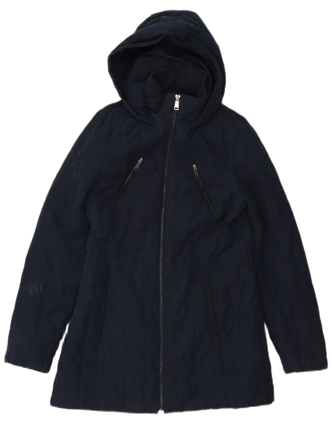 Cappotto imbottito con cappuccio da donna NAUTICA UK 14 grande poliestere blu navy