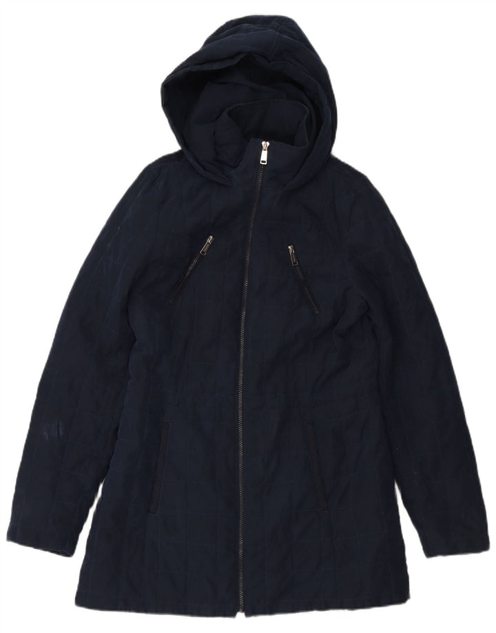Cappotto imbottito con cappuccio da donna NAUTICA UK 14 grande poliestere blu navy